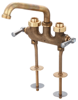 Laundry faucet rough brass, extended hole mount legs, 6 cast brass spout, ceramic cartridges, 1/2ip/c unions
