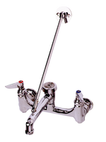 T & S service sink faucet, 7 rigid spout w/vacuum breaker and pail hook, top support wall bracket, rough chrome