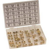 Faucet seat assortment, 120 seats, 24 sizes