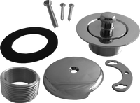 Bath waste lift and turn trim kit, w/1or2 hole face plate, spud and bushing, Chrome
