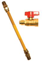 SS gas connector yellow coated 3/8id 1/2mip x 1/2mip x 24 w/gas ball valve