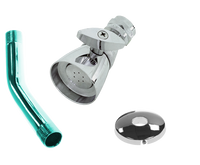 Shower head, solid brass 2 face, Chrome, 6 arm, & arm flange w/set screw chrome (1-23005, 1-23020, & 1-23027)