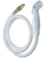 Spray hose and head for sink faucet, universal connect, white