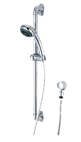 Hand-held shower set, five setting head, 24 slide bar, 60 hose, and drop ell w/vacuum breaker