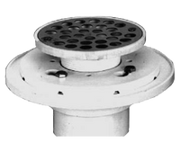 Shower drain w/clamping ring and adjustable ips strainer, fits over 2 and inside 3 PVC pipe
