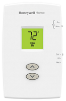 Thermostat, non-programable, 1H/1C, vertical, traditional, easy to use, backlit digital display, reliable basic operation with slide switch for heat/cool/fan.