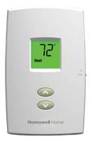 Thermostat, non-programable, heat only, vertical, traditional, easy to use, backlit digital display, reliable basic operation with slide switch for on/off