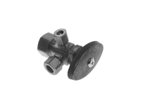 Ball valve supply stop dual outlet 1/2nom x 3/8comp x 3/8comp TPC - rough brass