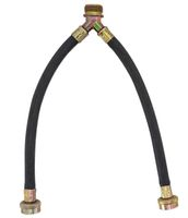 Rubber washing machine mixer hose with brass ends, 2 female hose threads x 1 male hose thread