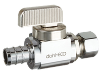 Ball valve straight stop 1/2pexB x 3/8comp Dahl