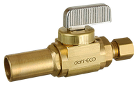 Ball valve straight stop 1/2 male press x 1/4comp Dahl