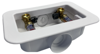 Washing machine box, center outlet, w/1/4 turn stops, w/hammer arresters for Wirsbo connections