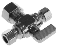 Ball valve supply stop dual outlet 5/8comp x 3/8comp x 3/8comp Dahl