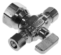 Ball valve supply stop dual outlet 1/2fip x 3/8comp x 3/8comp Dahl