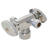 Ball valve supply stop dual handle/dual outlet 5/8comp x 3/8comp x 3/8comp TPC