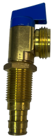 Ball valve washer stop 1/2 PexA blue handle, long shank, for washer box rough brass
