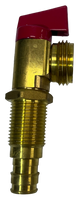 Ball valve washer stop 1/2 PexA red handle, long shank, for washer box rough brass