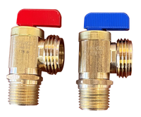 Ball valve washer stops 1/2mip x 3/4mht, blue & red handle, compact (2 pack) Dahl