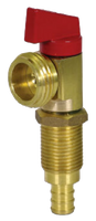 Ball valve washer stop 1/2 PexB red handle, long shank, for washer box rough brass