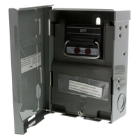 Disconnect, metal case, fusible, blown fuse indicator lights, reversible door, 60 amp