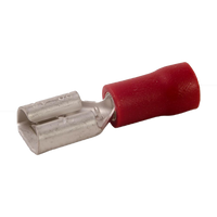 Terminal, slip on, solderless, insulated, male, wire 16-14, (50 per pack, sold per pack)