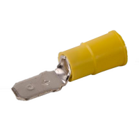 Terminal, slip on, solderless, insulated, male, wire 12-10, (50 per pack, sold per pack)