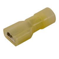 Terminal, slip on, solderless, fully insulated, female, wire 12-10, (50 per pack, sold per pack)