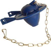 Blue flapper for plastic 2 flush valves, stainless steel chain (Kohler 87449)