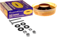 Wax ring #1 w/horn no-seep for closet 3 & 4 w/1/4 flange bolts dbl nuts/washers (1-40525/1-40678)