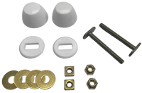 Flange bolt kit 1/4 x 2 1/4 double nuts and washers (pair) brass with flange bolt caps
