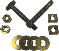 Flange bolt kit 5/16 x 2 1/4 double nuts and washers (Johnni bolts) all brass (pair)