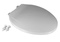 Toilet seat, elongated, closed front w/lid, plastic, white