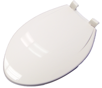 Toilet seat, elongated, closed front w/beveled lid, plastic, QuicKleen hinges, white, EZ Close
