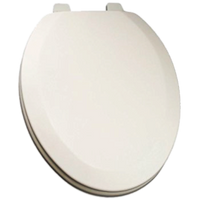 Toilet seat, elongated, closed front w/lid, wood, QuicKleen hinges, white, EZ Close