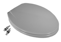 Toilet seat, elongated, closed front w/lid, wood, white