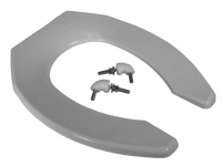 Toilet seat, elongated, open front, no lid, plastic, white