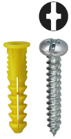 Anchor screw kit, Phillips/Slot pan head sheet metal screw #10 x 1, plastic anchor tapered w/wings.  100 screws, 100 anchors, 1 carbide masonry drill bit