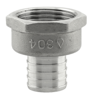 Pex B fitting, stainless steel, pex x FIP adapter, 3/4 x 1