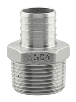 Pex B fitting, stainless steel, pex x MIP adapter, 3/4 x 1