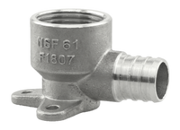 Pex B fitting, stainless steel, drop eared 90 pex x FIP adapter, 1/2