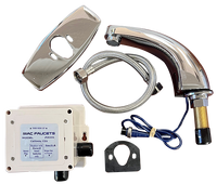 Hands free brass lav faucet, industrial, 4cc, battery powered, Chrome