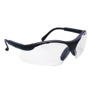 Safety glasses, high impact polycarbonate lens, anit-fog, scratch resistant, non slip nose cushion, adj temples, gray (tinted)