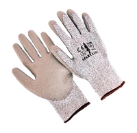 Glove, cut resistant knit, 13 gauge, cut level 4, Gray, PU coated palm, LARGE (SOLD/PAIR)