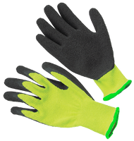 Glove, black latex palm and fingertips, 10ga, flourescent yellow cotton/polyester shell, X-LARGE (SOLD/PAIR)