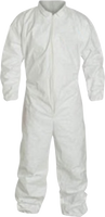 Coveralls, polypropylene disposable, for liquid & particulate, w/zipper front, hood, elastic wrist and ankles XL