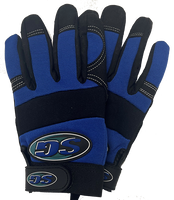 Glove, mechanic leather anti-vibration palm, synthetic velcro back, blue LARGE (SELL/PAIR)