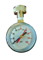 Pressure gauge for water, 2 diameter, 3/4 female swivel hose connection, 160#, w/memory hand