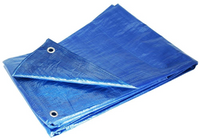 Blue poly tarp, 8 x 10