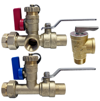 Tankless water heater valve install kit, 3/4c, lever handles