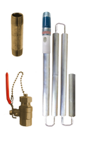 Water heater life extender kit, includes nipple anode rod (aluminum/zinc), full port drain valve and brass nipple